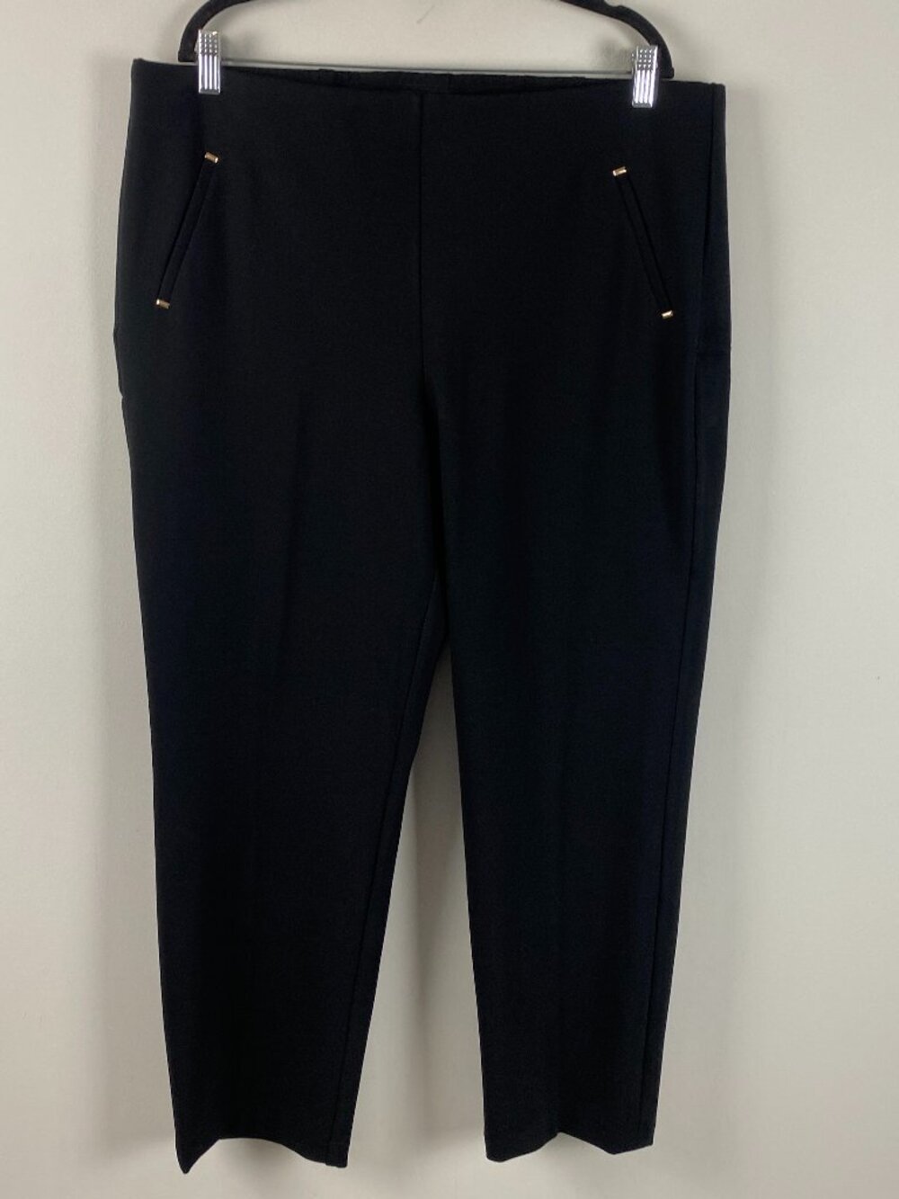 Chicos Juliet Slim Trim Detail Ankle Pants Size 3.5 US 18 Black Pull On